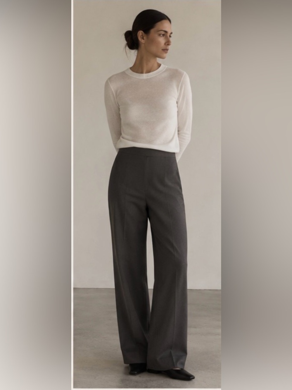 Armani Collezioni Wide-Leg Trousers in Charcoal Gray